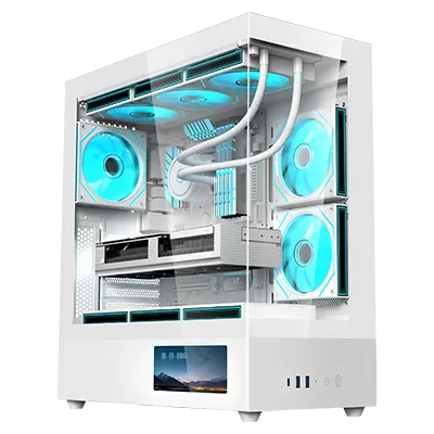 SOEYI CH9L White Gaming Computer Case with LCD Display