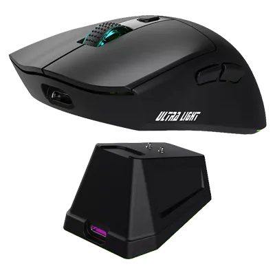 Jedel WD-139 Black Wireless Gaming Mouse with Magnetic Charging Dock