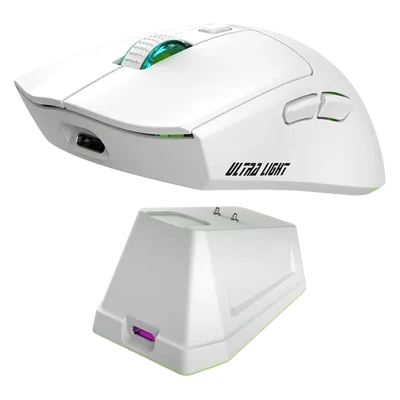 Jedel WD-139 White Wireless Gaming Mouse with Magnatic Charging Dock