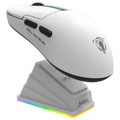 Jedel GWH-113 Wireless Gaming Mouse With Charging Dock (White)