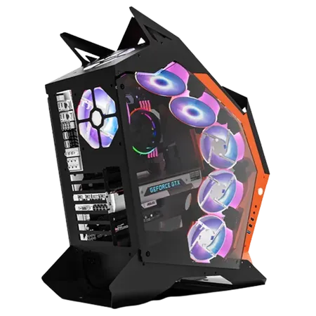 darkFlash Knight-K1 ATX PC Case (Orange-Black) preview image 2