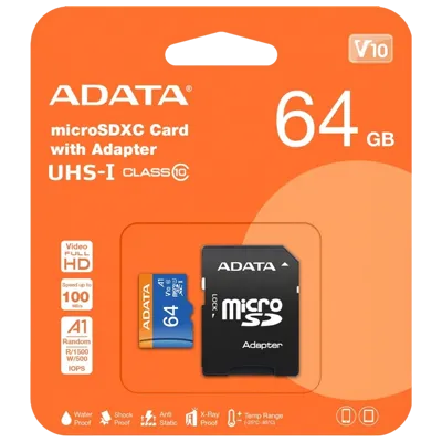 ADATA 64GB MicroSDHC Card With Adapter